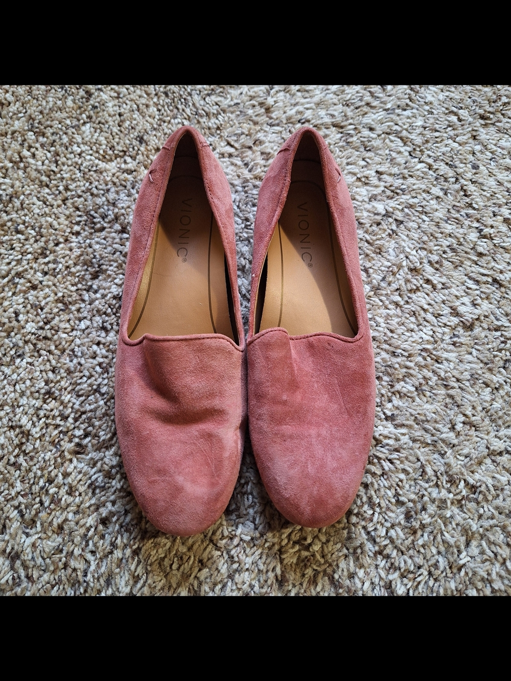 Vionic Willa Dusty Cedar Pink Suede Leather Loafers Flats Size 5